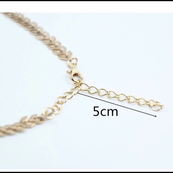 New Gold Plated Dainty Fish Bone Choker Necklace - Picture 3 of 3